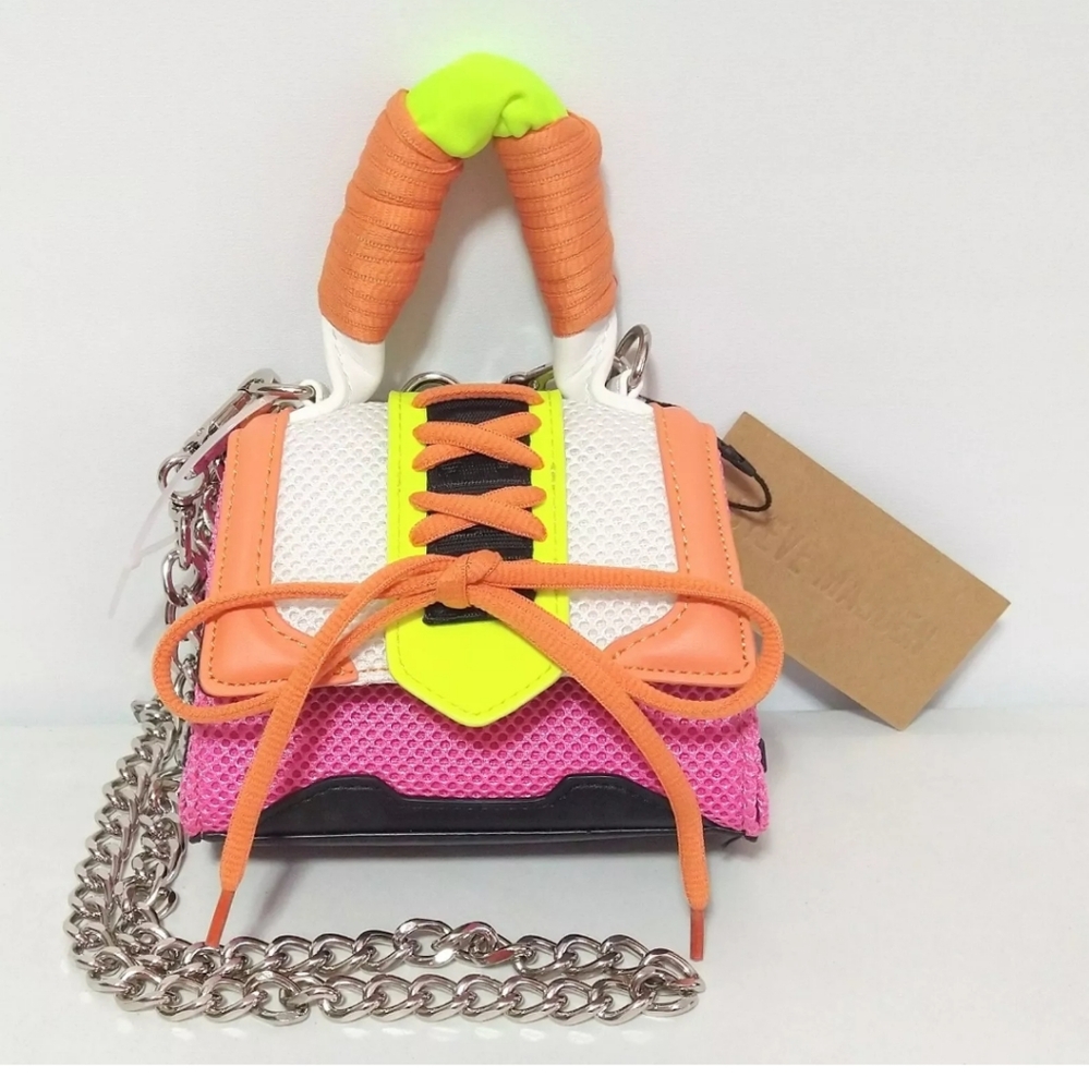 Steve Madden Bdorra Crossbody Purse Orange, Pink, Yellow Flap Top Handle Bag NWT